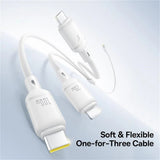 Cablu Baseus de date Silky (P10377706213-00), Incarcare rapida, Type-C to Micro-USB, Lightning, USB-C, 100W, 1.5m, alb