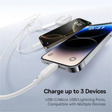 Cablu Baseus de date Silky (P10377706213-00), Incarcare rapida, Type-C to Micro-USB, Lightning, USB-C, 100W, 1.5m, alb