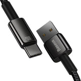 Cablu Baseus de date Tungsten Auriu (CAWJ000101), USB to Type-C, Super Incarcare rapida, 100W, 480Mbps, 2m, negru