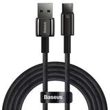 Cablu Baseus de date Tungsten Auriu (CAWJ000101), USB to Type-C, Super Incarcare rapida, 100W, 480Mbps, 2m, negru