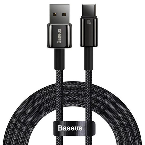 Cablu Baseus de date Tungsten Auriu (CAWJ000101), USB to Type-C, Super Incarcare rapida, 100W, 480Mbps, 2m, negru