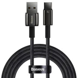 Cablu Baseus de date Tungsten Auriu (CAWJ000001), USB to Type-C, Super Incarcare rapida, 100W, 480Mbps, 1m, negru