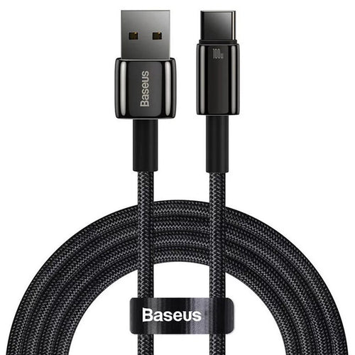 Cablu Baseus de date Tungsten Auriu (CAWJ000001), USB to Type-C, Super Incarcare rapida, 100W, 480Mbps, 1m, negru