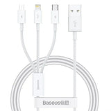 Cablu Baseus de date (P10377705213-00), Incarcare rapida, USB to USB-C, Lightning, Micro-USB, 100W, 480Mbps, 1.5m, alb
