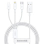 Cablu Baseus de date (P10377705213-00), Incarcare rapida, USB to USB-C, Lightning, Micro-USB, 100W, 480Mbps, 1.5m, alb