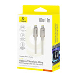 Cablu Baseus de date Titanium (P10378100G21-00), Type-C, Incarcare rapida, PD100W, 480Mbps, E-Mark Chip, 1m, auriu