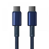 Cablu Baseus de date Tungsten Auriu (P10319800321-03), Type-C to Type-C, Super Incarcare rapida, 100W, 480Mbps, 1m, albastru