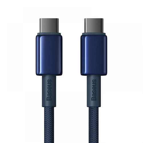 Cablu Baseus de date Tungsten Auriu (P10319800321-03), Type-C to Type-C, Super Incarcare rapida, 100W, 480Mbps, 1m, albastru