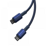 Cablu Baseus de date Tungsten Auriu (P10319800321-03), Type-C to Type-C, Super Incarcare rapida, 100W, 480Mbps, 1m, albastru