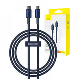 Cablu Baseus de date Tungsten Auriu (P10319800321-03), Type-C to Type-C, Super Incarcare rapida, 100W, 480Mbps, 1m, albastru