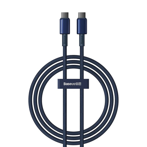Cablu Baseus de date Tungsten Auriu (P10319800321-04), Type-C to Type-C, Super Incarcare rapida, 100W, 480Mbps, 2m, albastru