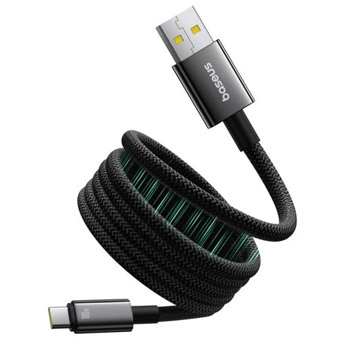 Cablu Baseus de date Tungsten Auriu (P10319805111-02), Type-C to USB, Super Incarcare rapida, 100W, 480Mbps, 1m, negru