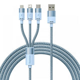Cablu Baseus de date StarSpeed (CAXS000017), Incarcare rapida, USB to Lightning, Micro-USB, USB-C, 5V/3.5A, 1.2m, albastru