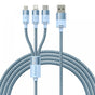 Cablu Baseus de date StarSpeed (CAXS000017), Incarcare rapida, USB to Lightning, Micro-USB, USB-C, 5V/3.5A, 1.2m, albastru