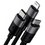 Cablu Baseus de date StarSpeed (CAXS000001), Incarcare rapida, USB to Lightning, Micro-USB, USB-C, 20W, 5V/3.5A, 1.2m, negru