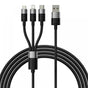 Cablu Baseus de date StarSpeed (CAXS000001), Incarcare rapida, USB to Lightning, Micro-USB, USB-C, 20W, 5V/3.5A, 1.2m, negru