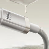 Cablu Baseus de date Titanium (P10378102G21-02), USB to Type-C 100W, Incarcare rapida, 480Mbps, Naylon, 2m, argintiu