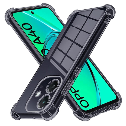 Husa pentru OPPO A40 4G, Techsuit Shockproof Clear Silicone, fumuriu