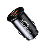 Incarcator auto Techsuit Premium MiniFuseX (C4), Incarcare rapida, Mini Design, 2in1 USB QC 4.0, Type-C PD20W, ABS, negru