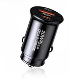 Incarcator auto Techsuit Premium MiniFuseX (C4), Incarcare rapida, Mini Design, 2in1 USB QC 4.0, Type-C PD20W, ABS, negru