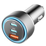 Incarcator auto Techsuit Premium DriveBoost (C6), Incarcare rapida, LED Light, USB, 2x Type-C, 60W, argintiu