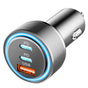 Incarcator auto Techsuit Premium DriveBoost (C6), Incarcare rapida, LED Light, USB, 2x Type-C, 60W, argintiu