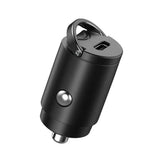 Incarcator auto Techsuit Premium NanoVolt (C5), Mini Design, Incarcare rapida, Type-C PD30W, Pull Ring, Aluminium Alloy, negru