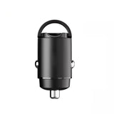 Incarcator auto Techsuit Premium NanoVolt (C5), Mini Design, Incarcare rapida, Type-C PD30W, Pull Ring, Aluminium Alloy, negru