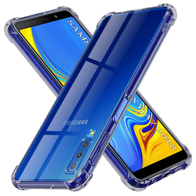Husa pentru Samsung Galaxy A7 2018, Techsuit Shockproof Clear Silicone, fumuriu