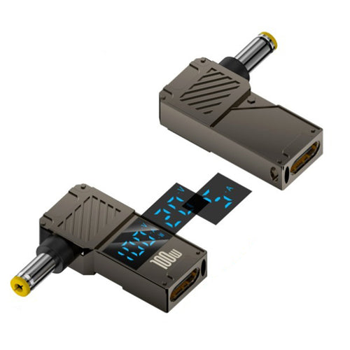 Adaptor Techsuit Adapter Laptopplugx (A22), pentru Laptop, DC to Type-C, 100W, Afisaj LED, Gri