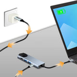 Hub USB Techsuit Docking station NetBridge 5 in 1 (H1), Type-C to 1x USB2.0, 1x USB3.0, 1x Type-C, 1x HDMI, 1x RJ45, PD87W, 4K@30Hz, gri