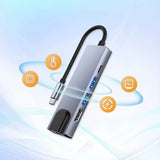 Hub USB Techsuit Docking station NetBridge 5 in 1 (H1), Type-C to 1x USB2.0, 1x USB3.0, 1x Type-C, 1x HDMI, 1x RJ45, PD87W, 4K@30Hz, gri