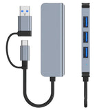 Hub USB Techsuit Docking station DataBridge 4 in 1 (H8), USB, Type-C to USB 3.0, 3x USB 2.0, gri