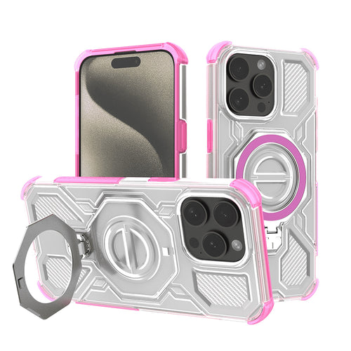 Husa pentru iPhone 15 Pro Max, Techsuit Carbon Shield PRO, roz