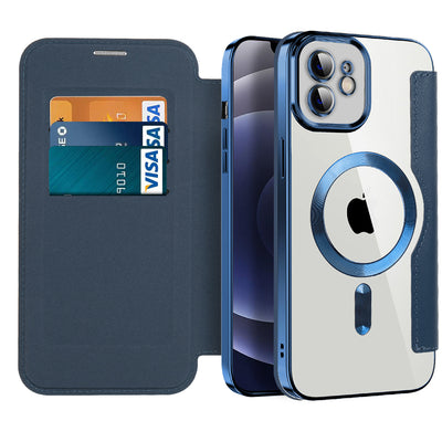 Husa pentru iPhone 12, Techsuit SmartMag Book Case, albastru