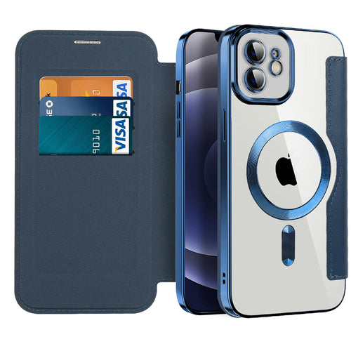 Husa pentru iPhone 12, Techsuit SmartMag Book Case, albastru