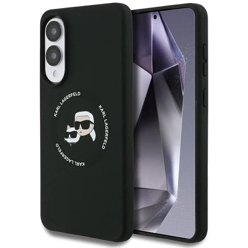 Husa pentru Samsung Galaxy S25 Edge, Karl Lagerfeld Silicone Double Heads MagSafe (KLHMS25ESKCHTCK), negru