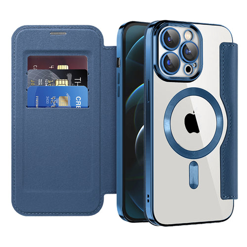 Husa pentru iPhone 12 Pro Max, Techsuit SmartMag Book Case, albastru