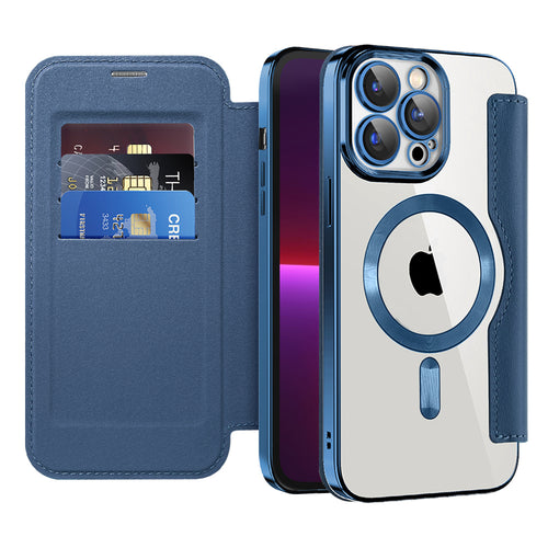 Husa pentru iPhone 13 Pro, Techsuit SmartMag Book Case, albastru