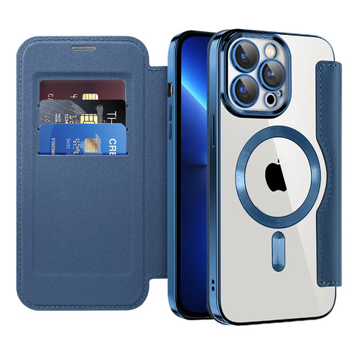 Husa pentru iPhone 13 Pro Max, Techsuit SmartMag Book Case, albastru