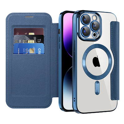 Husa pentru iPhone 14 Pro Max, Techsuit SmartMag Book Case, albastru