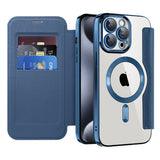 Husa pentru iPhone 15 Pro, Techsuit SmartMag Book Case, albastru
