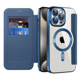 Husa pentru iPhone 15 Pro Max, Techsuit SmartMag Book Case, albastru