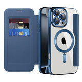 Husa pentru iPhone 16 Pro, Techsuit SmartMag Book Case, albastru