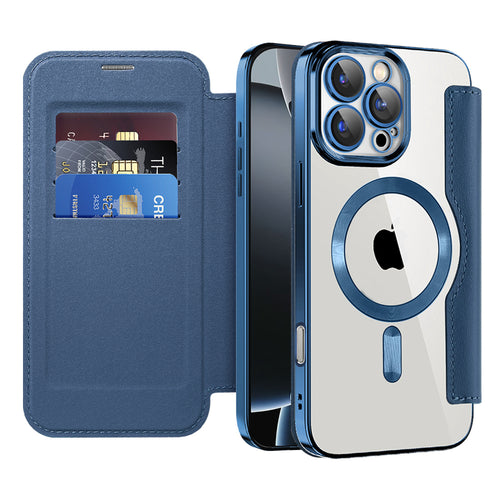 Husa pentru iPhone 16 Pro, Techsuit SmartMag Book Case, albastru