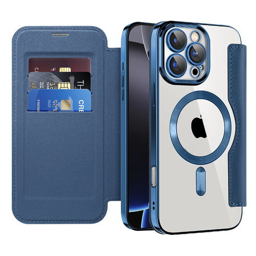 Husa pentru iPhone 16 Pro Max, Techsuit SmartMag Book Case, albastru