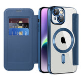 Husa pentru iPhone 14 Plus, Techsuit SmartMag Book Case, albastru