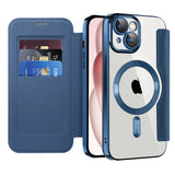 Husa pentru iPhone 15, Techsuit SmartMag Book Case, albastru