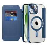 Husa pentru iPhone 15 Plus, Techsuit SmartMag Book Case, albastru