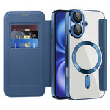 Husa pentru iPhone 16, Techsuit SmartMag Book Case, albastru